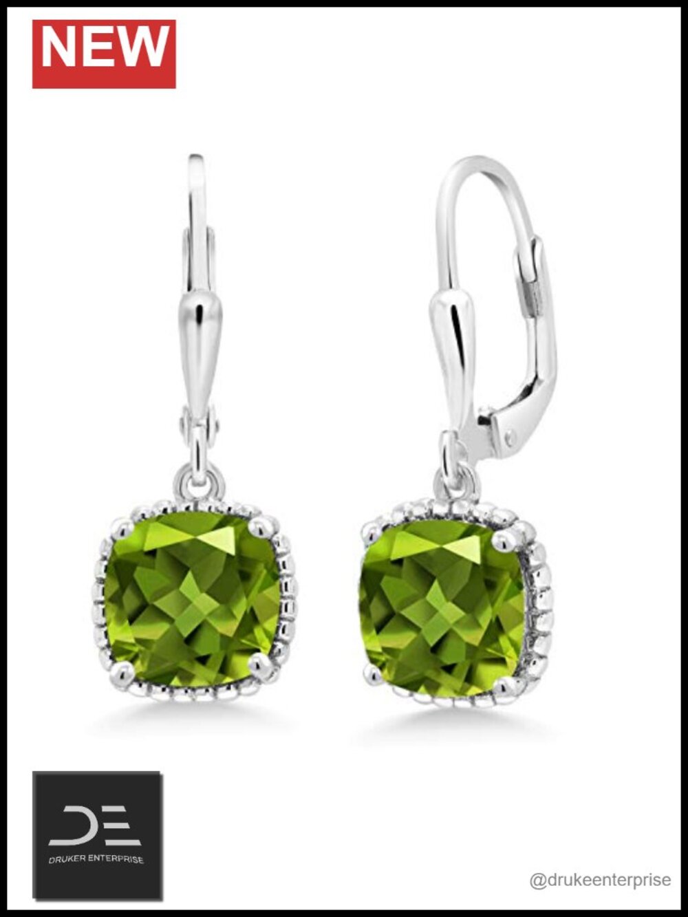 Leverback Drop Dangle Earrings 925 Sterling Silver Birthstone Cushion